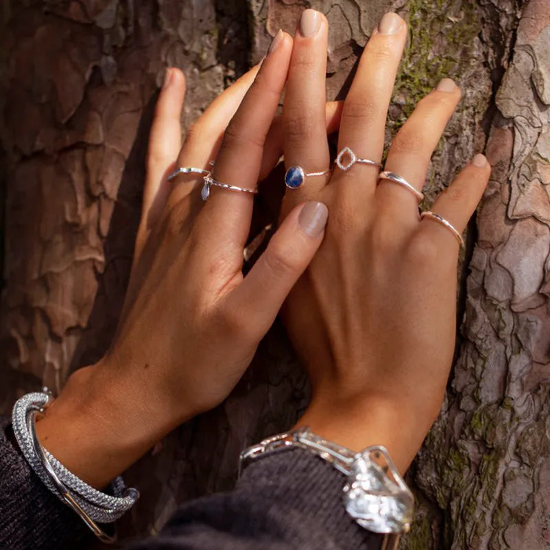 Sterling Silver Riva Mini Kite Diamond Ring - Diamond