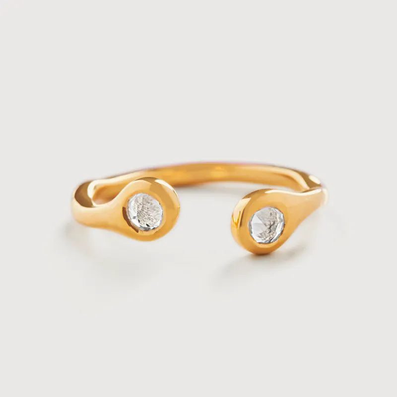 Gold Vermeil Mini Gem Open Ring - White Topaz