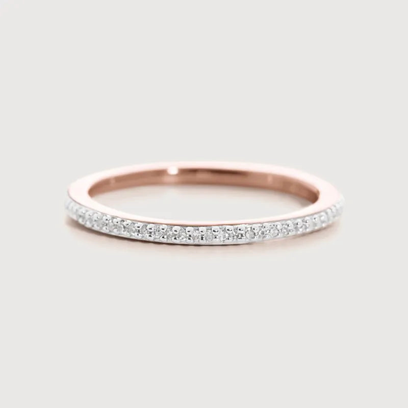 Rose Gold Vermeil Diamond Eternity Ring 0.8mm - Diamond