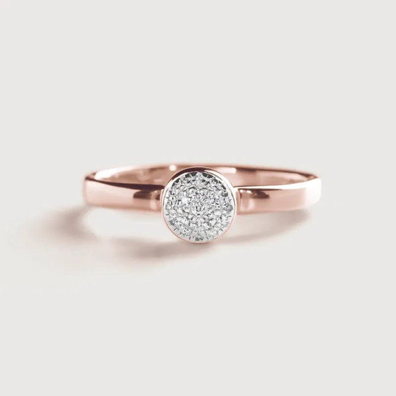 Rose Gold Vermeil Fiji Mini Button Stacking Ring - Diamond