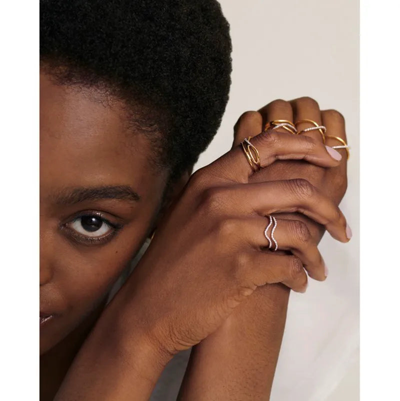 Gold Vermeil Riva Diamond Wishbone Ring - Diamond