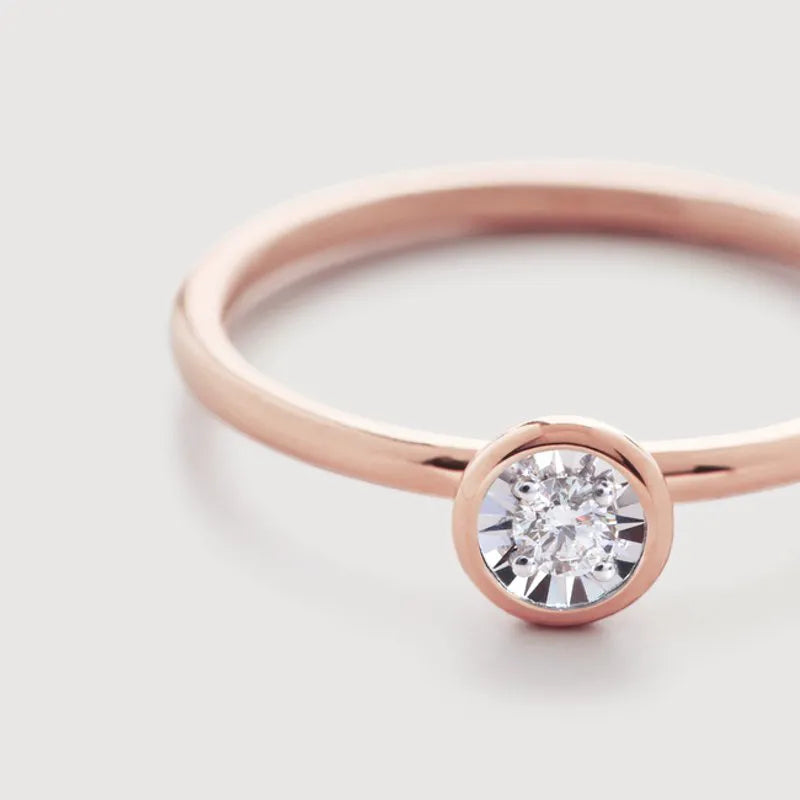 Rose Gold Vermeil Solitaire Diamond Ring - Lab Grown Diamond