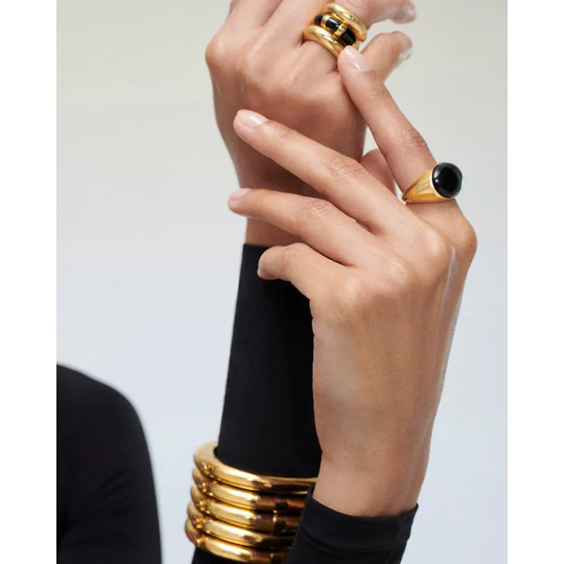 Gold Vermeil Kate Young Gemstone Ring - Black Onyx