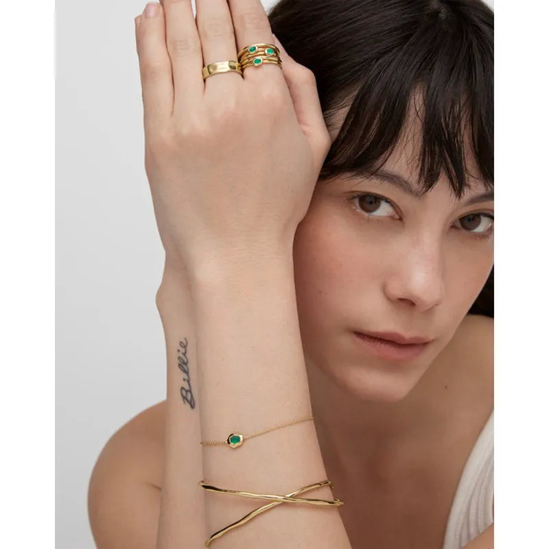 Gold Vermeil Odyssey Gemstone Stacking Ring - Green Onyx