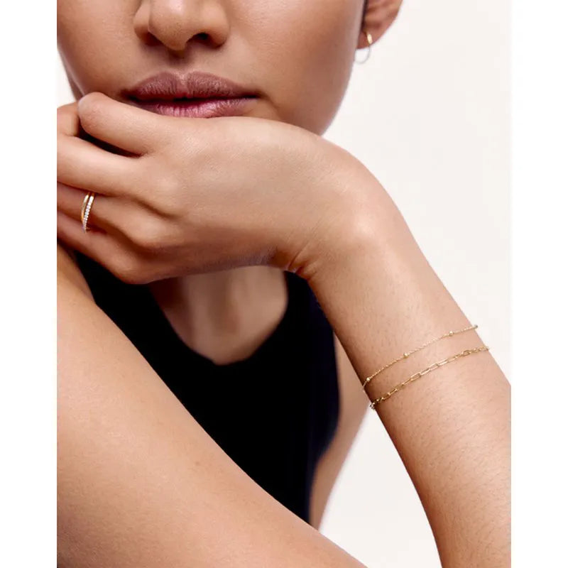 Gold Beaded Chain Bracelet