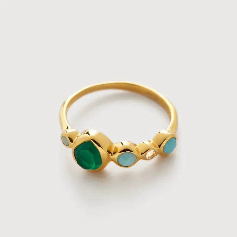 Gold Vermeil MV Siren™ Bezel Multi Gemstone Ring - Green Onyx