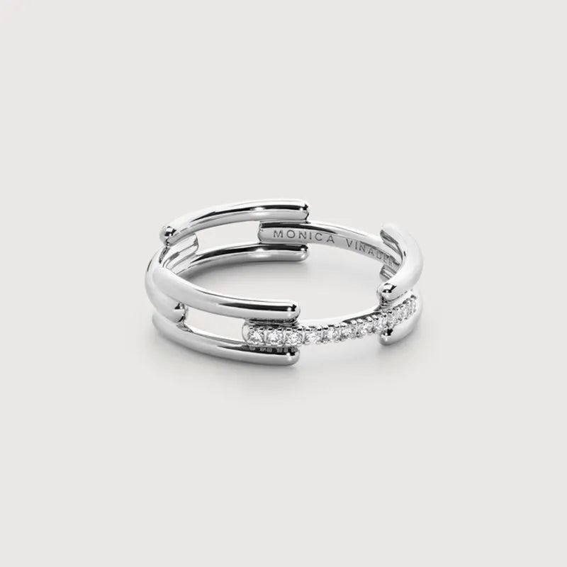 Sterling Silver Signature Link Diamond Ring - Lab Grown Diamond