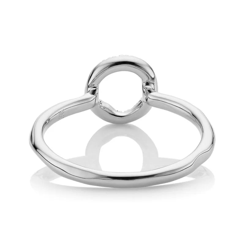 Sterling Silver Riva Mini Circle Stacking Ring - Diamond