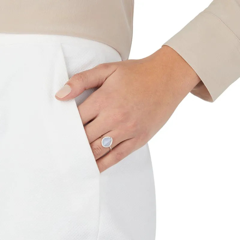 Sterling Silver MV Siren™ Small Nugget Stacking Ring - Blue Lace Agate