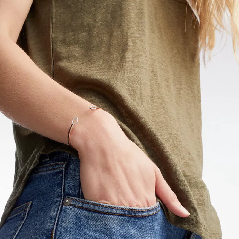 Rose Gold Vermeil Riva Mini Kite and Mini Circle Diamond Cuff - Diamond