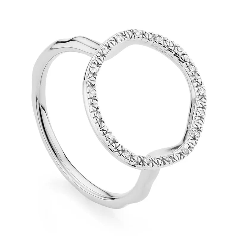 Sterling Silver Riva Circle Diamond Ring - Diamond