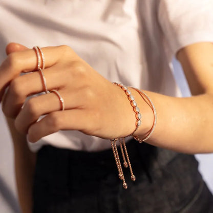 Rose Gold Vermeil Fiji Skinny Bar Friendship Chain Bracelet - Diamond