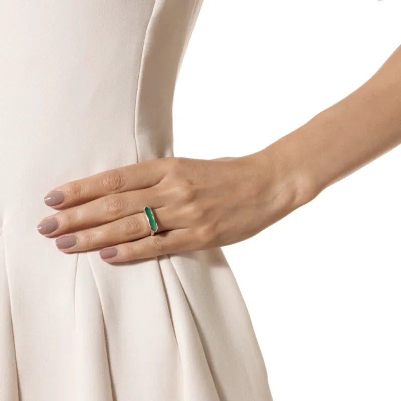 Sterling Silver Baja Ring - Green Onyx
