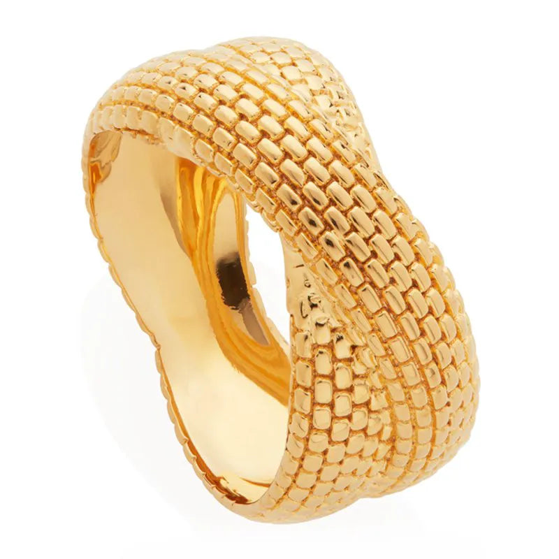 Gold Vermeil Heirloom Woven Crossover Ring