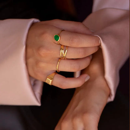 Gold Vermeil MV Siren™ Gemstone Ring - Green Onyx