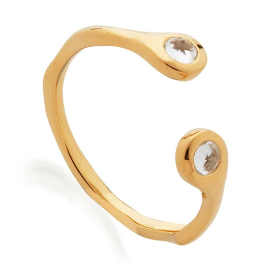 Gold Vermeil Mini Gem Open Ring - White Topaz