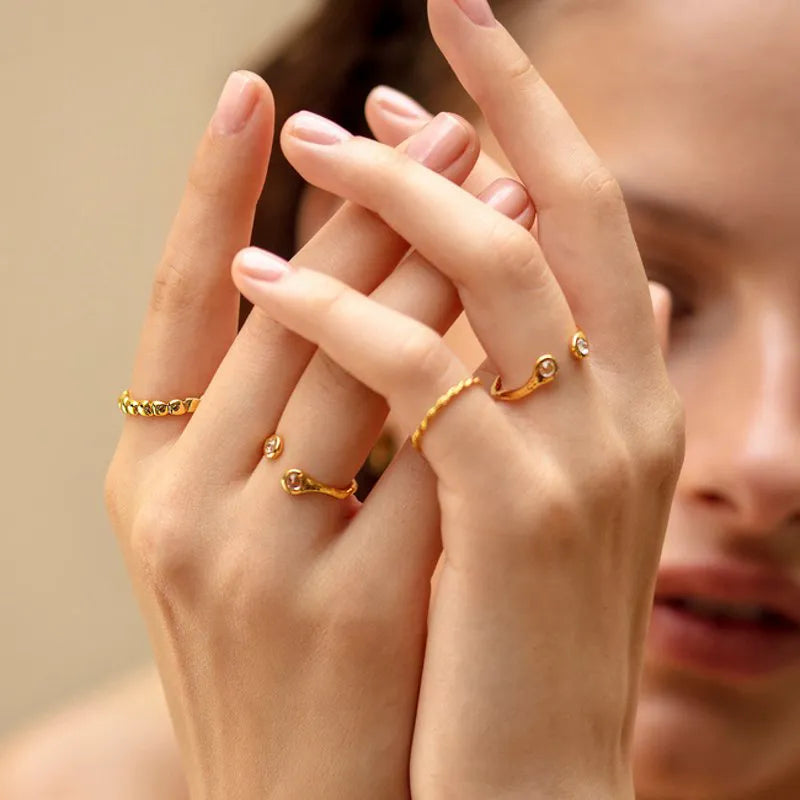 Gold Vermeil Mini Gem Open Ring - White Topaz