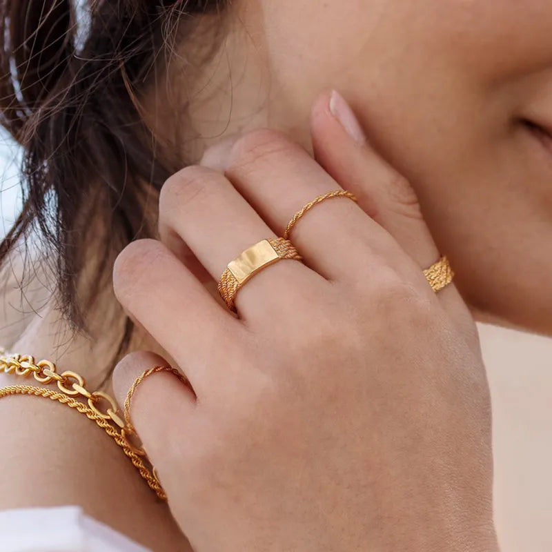 Gold Vermeil Corda Slim Ring