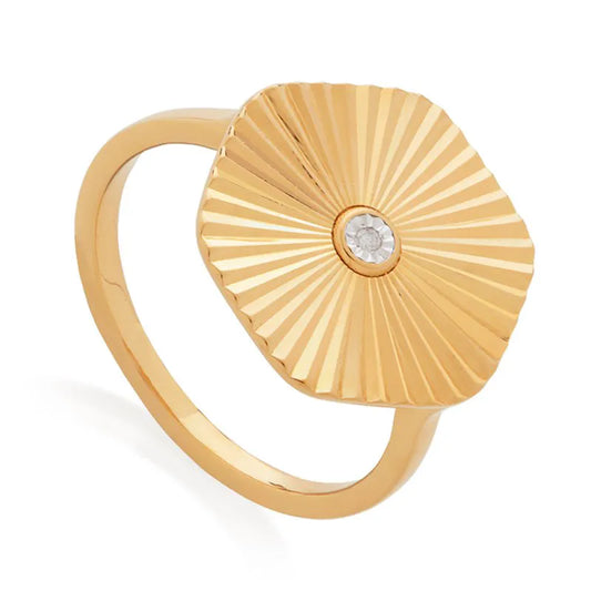 Gold Vermeil Disco Diamond Ring - Diamond