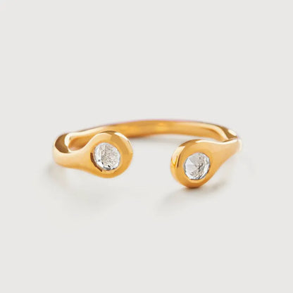 Gold Vermeil Mini Gem Open Ring - White Topaz