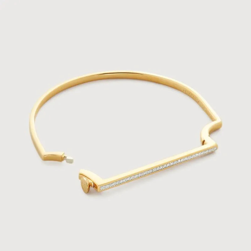 Gold Vermeil Signature Diamond Slim Bangle - Diamond