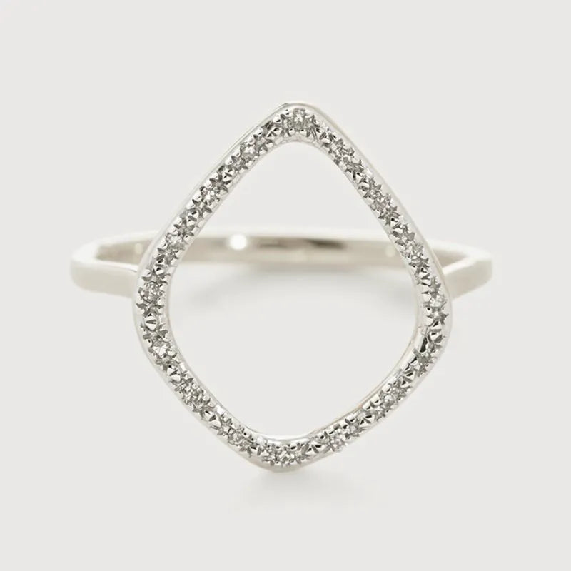 Sterling Silver Riva Kite Diamond Ring - Diamond