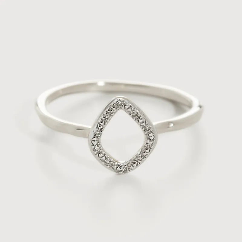 Sterling Silver Riva Mini Kite Diamond Ring - Diamond
