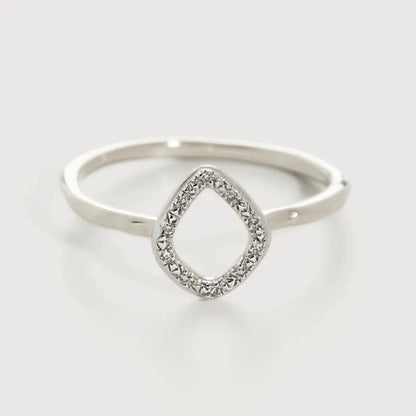 Sterling Silver Riva Mini Kite Diamond Ring - Diamond