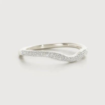 Sterling Silver Riva Diamond Wave Stacking Ring - Diamond