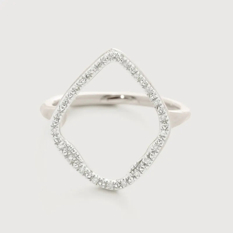 Sterling Silver Riva Hoop Cocktail Ring - Diamond