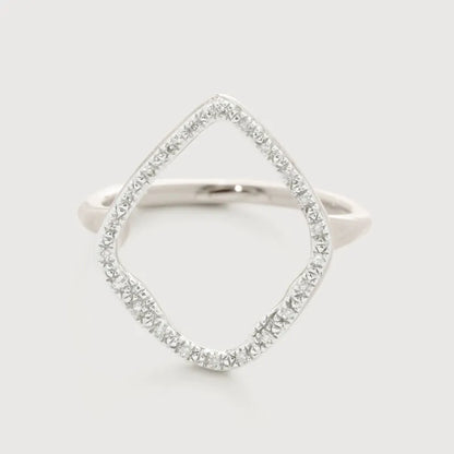Sterling Silver Riva Hoop Cocktail Ring - Diamond