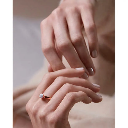 Rose Gold Vermeil Fiji Mini Button Stacking Ring - Diamond