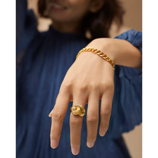 Gold Vermeil Groove Chunky Knot Ring