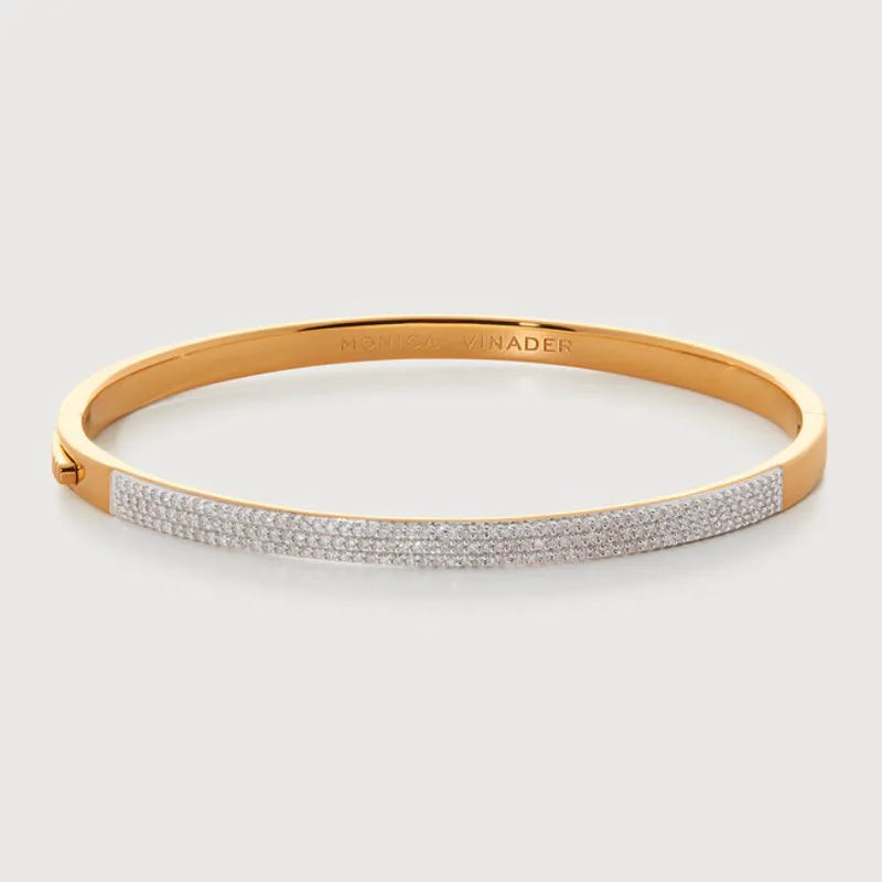 Gold Vermeil Essential Pavé Diamond Bangle - Diamond