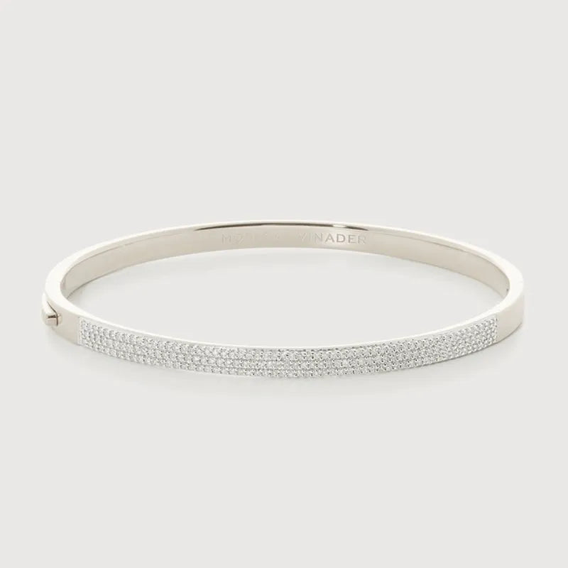 Sterling Silver Essential Pavé Diamond Bangle - Diamond