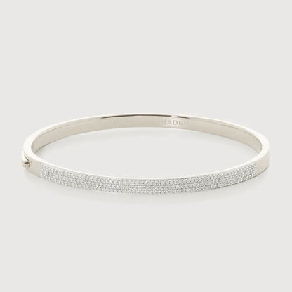 Sterling Silver Essential Pavé Diamond Bangle - Diamond