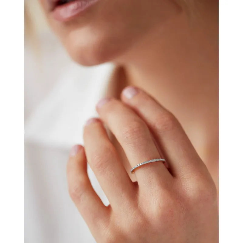 Sterling Silver Diamond Eternity Ring 0.8mm - Diamond