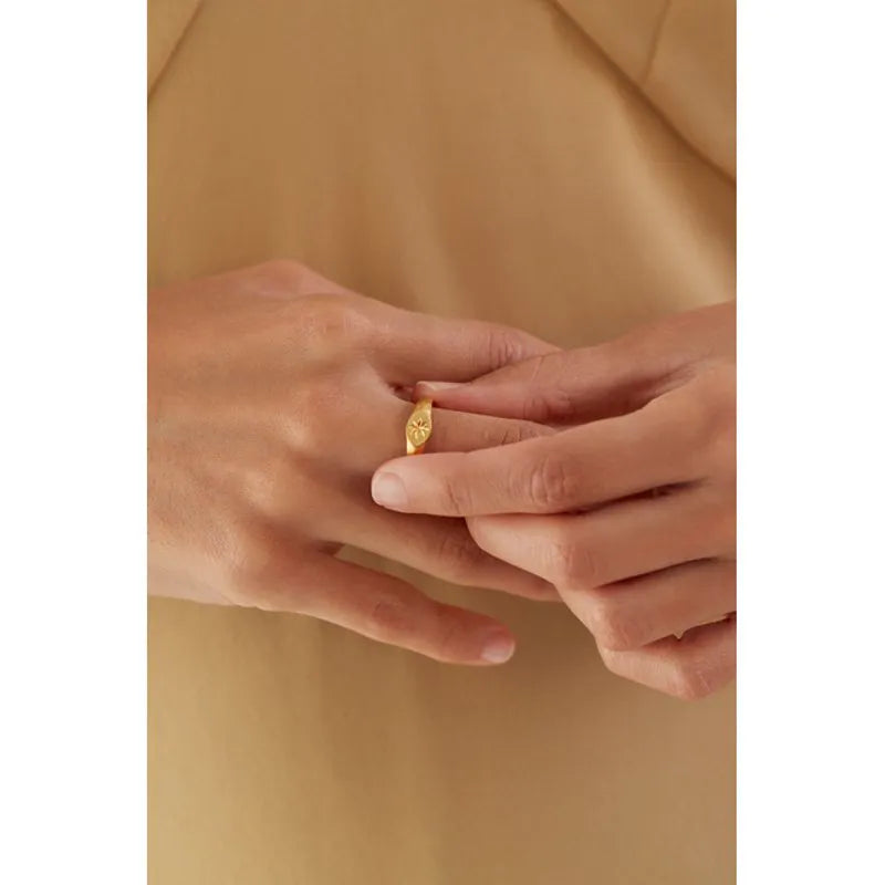 Gold Vermeil Guiding Star Signet Ring