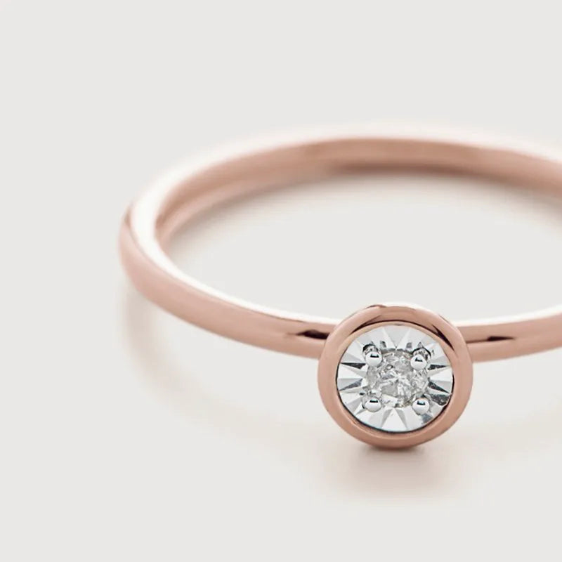 Rose Gold Vermeil Diamond Essential Ring - Diamond