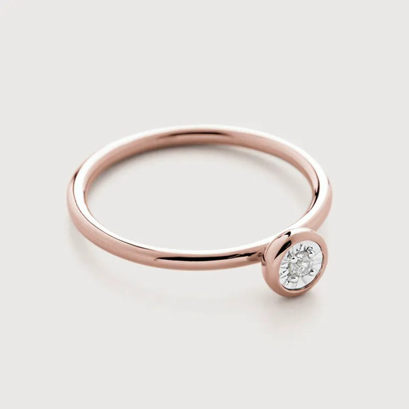 Rose Gold Vermeil Diamond Essential Ring - Diamond