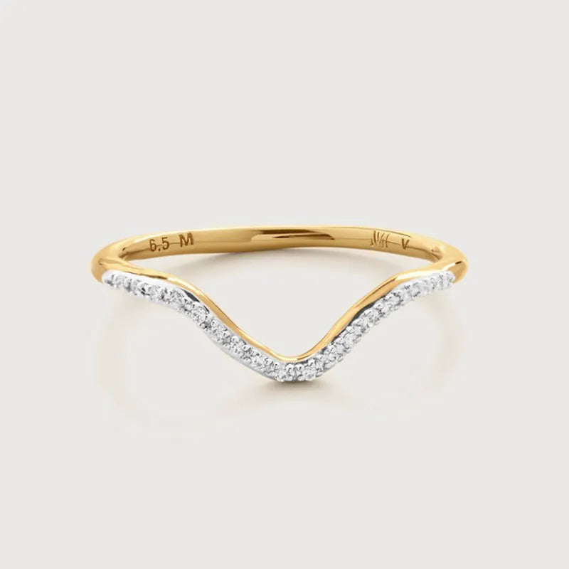 Gold Vermeil Riva Diamond Wishbone Ring - Diamond