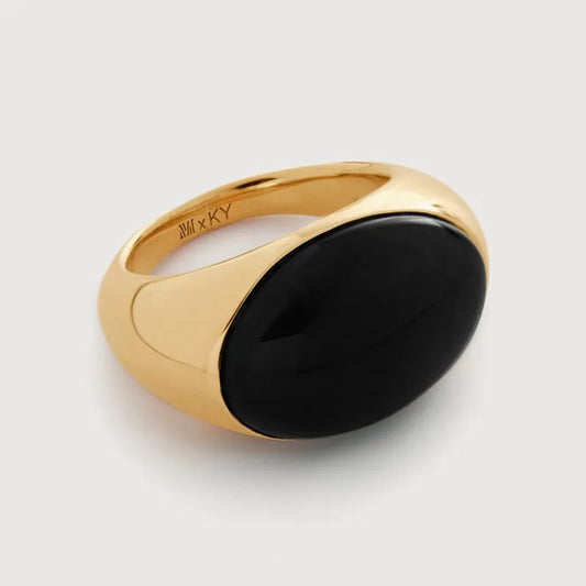 Gold Vermeil Kate Young Gemstone Ring - Black Onyx