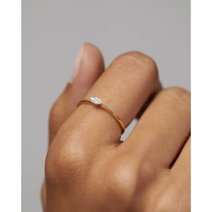 Gold Diamond Marquise Stacking Ring - Diamond