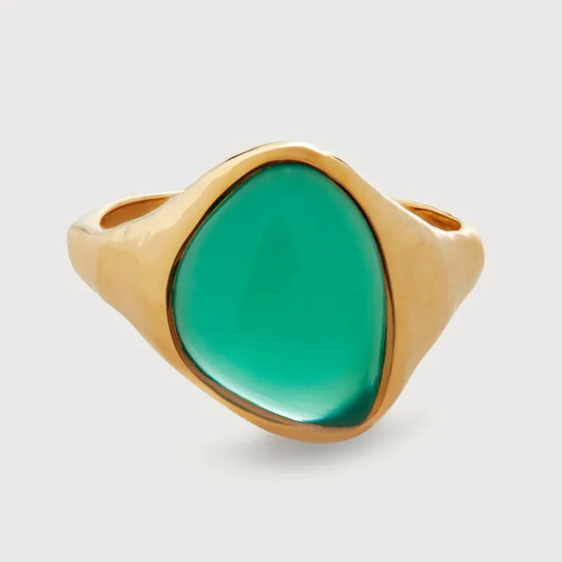 Gold Vermeil Rio Gemstone Ring - Green Onyx