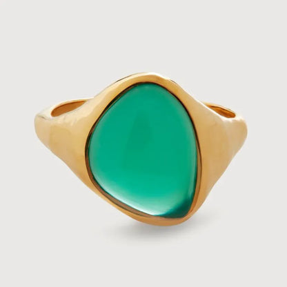 Gold Vermeil Rio Gemstone Ring - Green Onyx