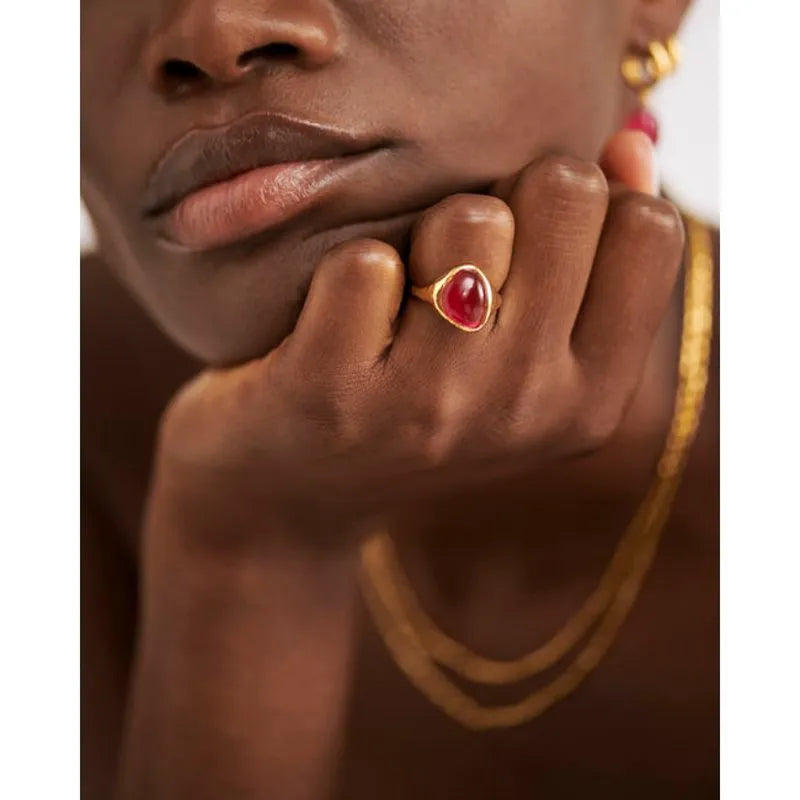Gold Vermeil Rio Gemstone Ring - Pink Quartz