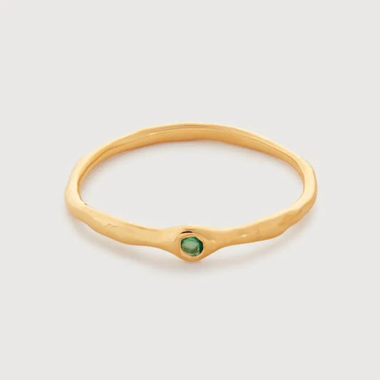 Gold Vermeil MV Siren™ Mini Gemstone Stacking Ring - Green Onyx