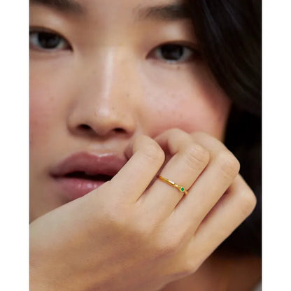 Gold Vermeil MV Siren™ Mini Gemstone Stacking Ring - Green Onyx