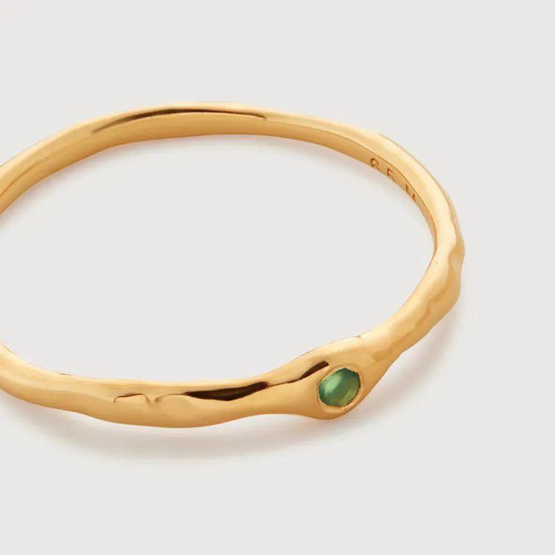 Gold Vermeil MV Siren™ Mini Gemstone Stacking Ring - Green Onyx