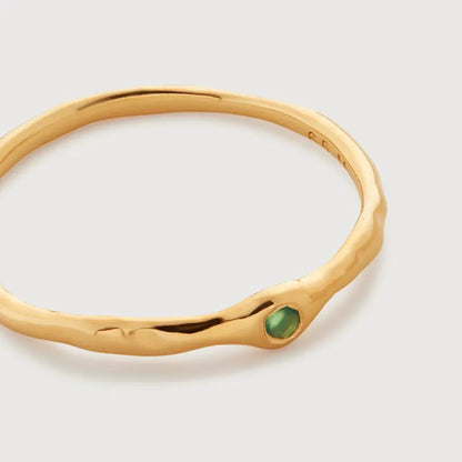 Gold Vermeil MV Siren™ Mini Gemstone Stacking Ring - Green Onyx